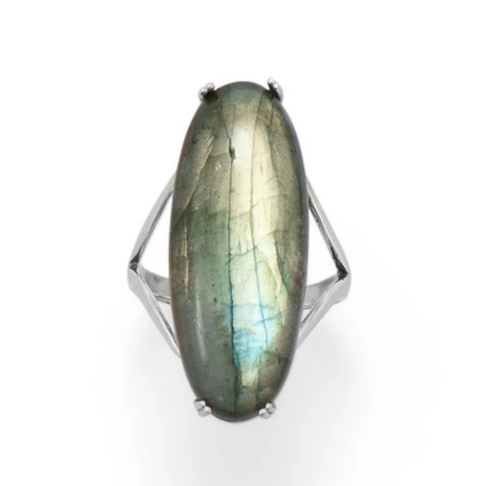NWOT LARGE OVAL LABRADORITE STERLING SILVER RING
